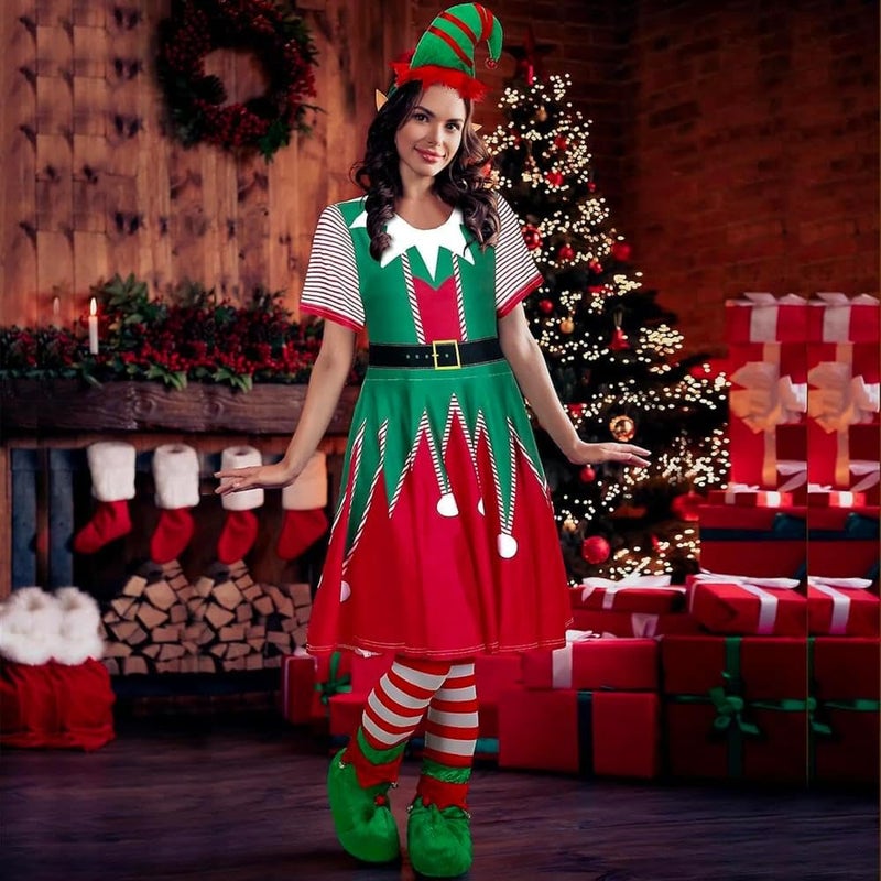Amscan Green And Red Polyester Elf Shoes for Adults (1 Pair) - Unique Soft Elf Boots With Bells, Perfect Costume Accessory for Christmas, Cosplays, Themed Parties, Holidays & More - Image 2
